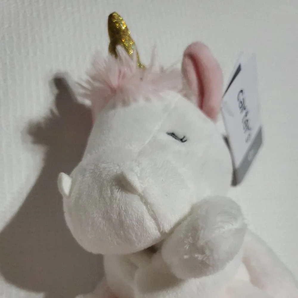 New Carter's Snuggle Buddy Security Blanket Soft White Pink Unicorn Horn NWT BB6 - Picture 3 of 10